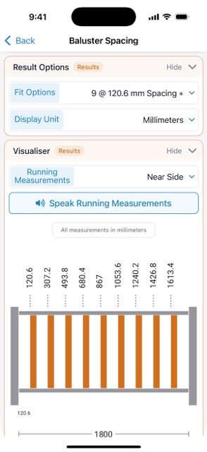 Baluster Spacing Calculator Screenshot