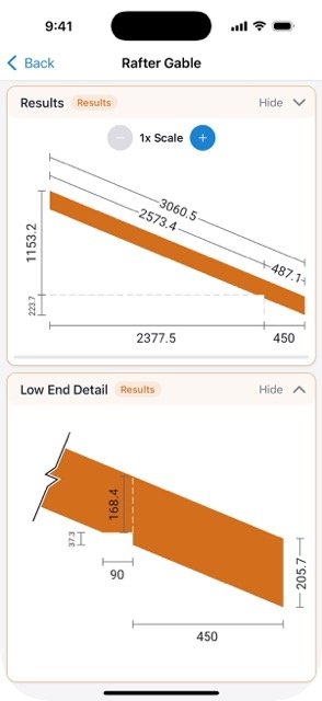 Rafter Gable Calculator Screenshot
