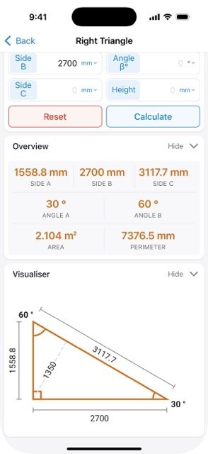 Right Triangle Calculator Screenshot